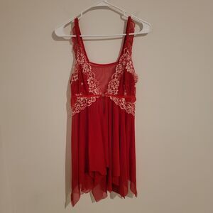 Womens Size XL Babydoll‎ Lingerie Coquette Assymetric Hem Embroidered Floral